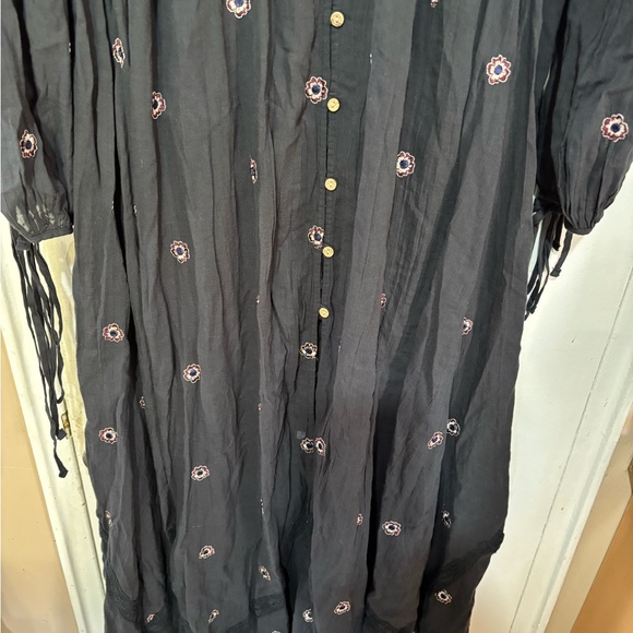 FREE PEOPLE BLUE Floral Embroidered Maxi Dress WITH BODY SUIT UNDERNEATH. - Picture 3 of 16